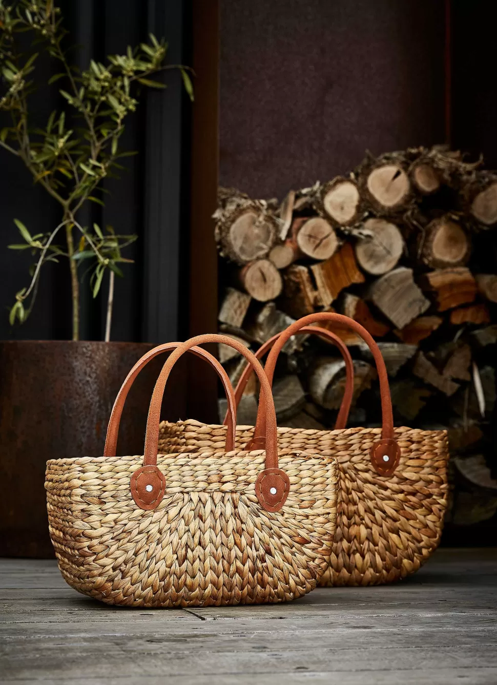 Baskets-Robert Gordon Large Harvest Basket / Suede